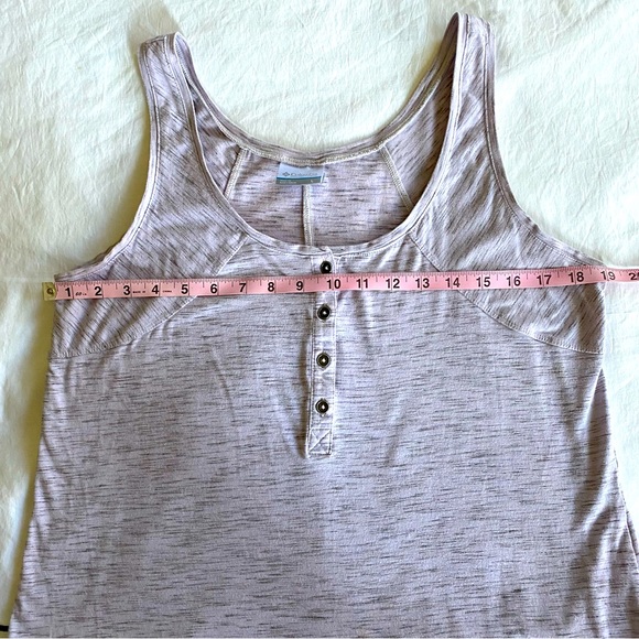 Columbia Purple Heathered Henley Tank Top Size Large Scoop Neck Hiking Outdoor - Picture 7 of 8